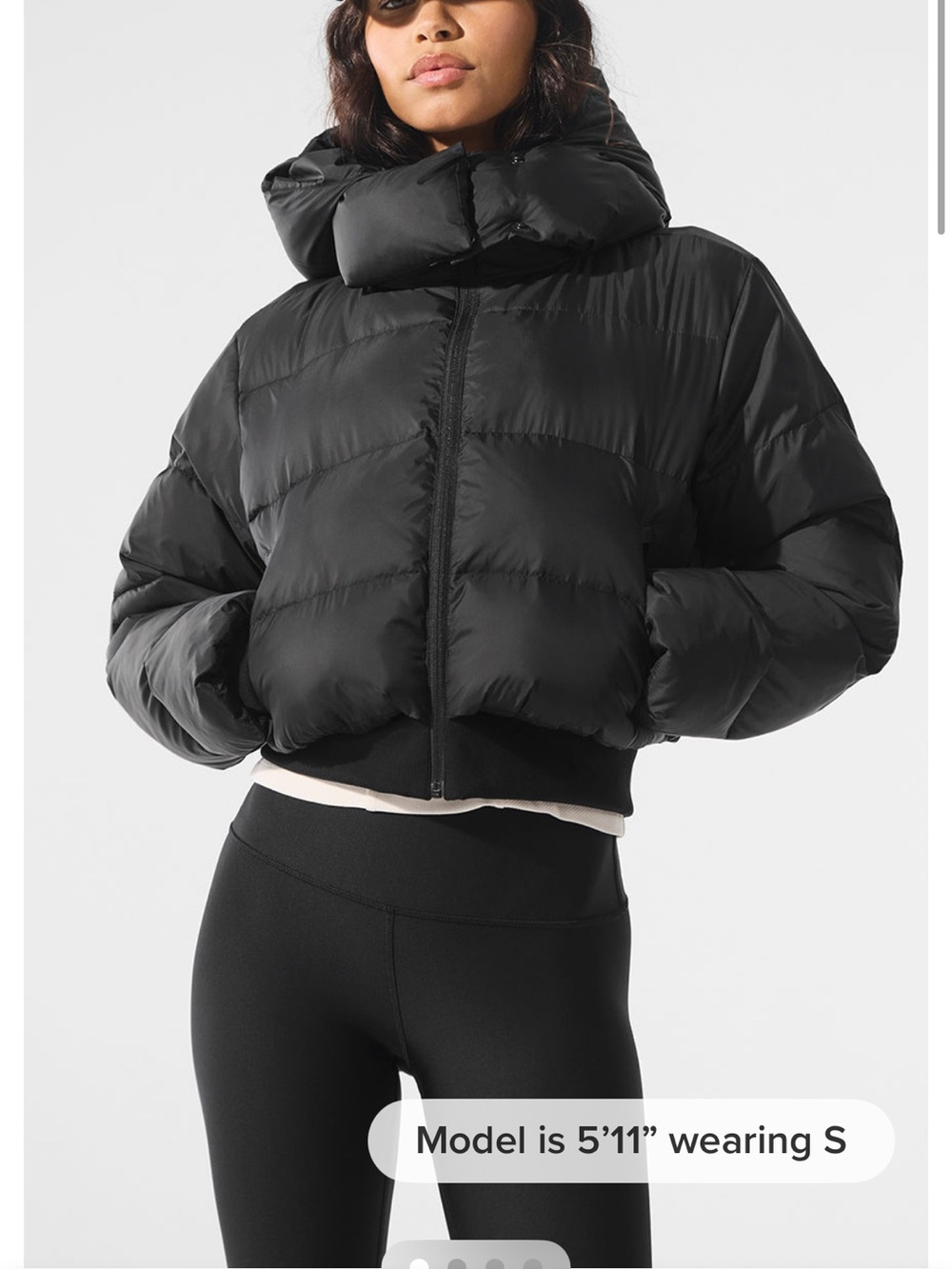 ALO Foxy Cropped Puffer Jacket- Black